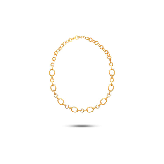 Diamanti Collection 18K Gold Cable Link Necklace W. Diamonds - Nado's Jewellery