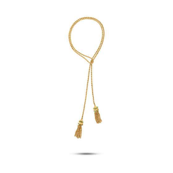 Tesoro Collection 18K Gold Duo Tassle Rope Necklace - Nado's Jewellery