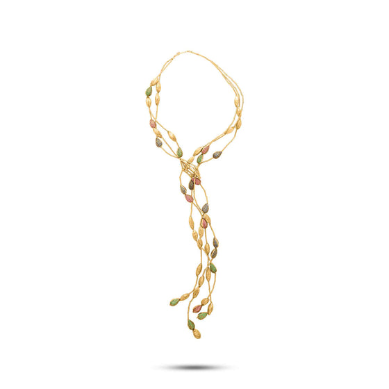 Noccioline Collection 21K Gold Cardamom Gems Cravate Necklace - Nado's Jewellery