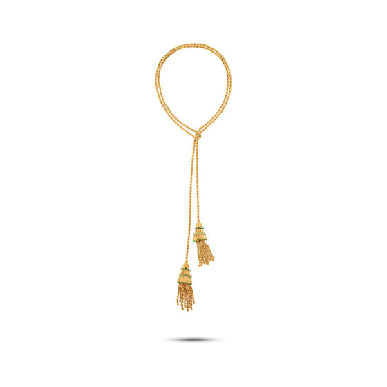 Tesoro Collection 18K Gold Lariat Tassle Rope Necklace - Nado's Jewellery