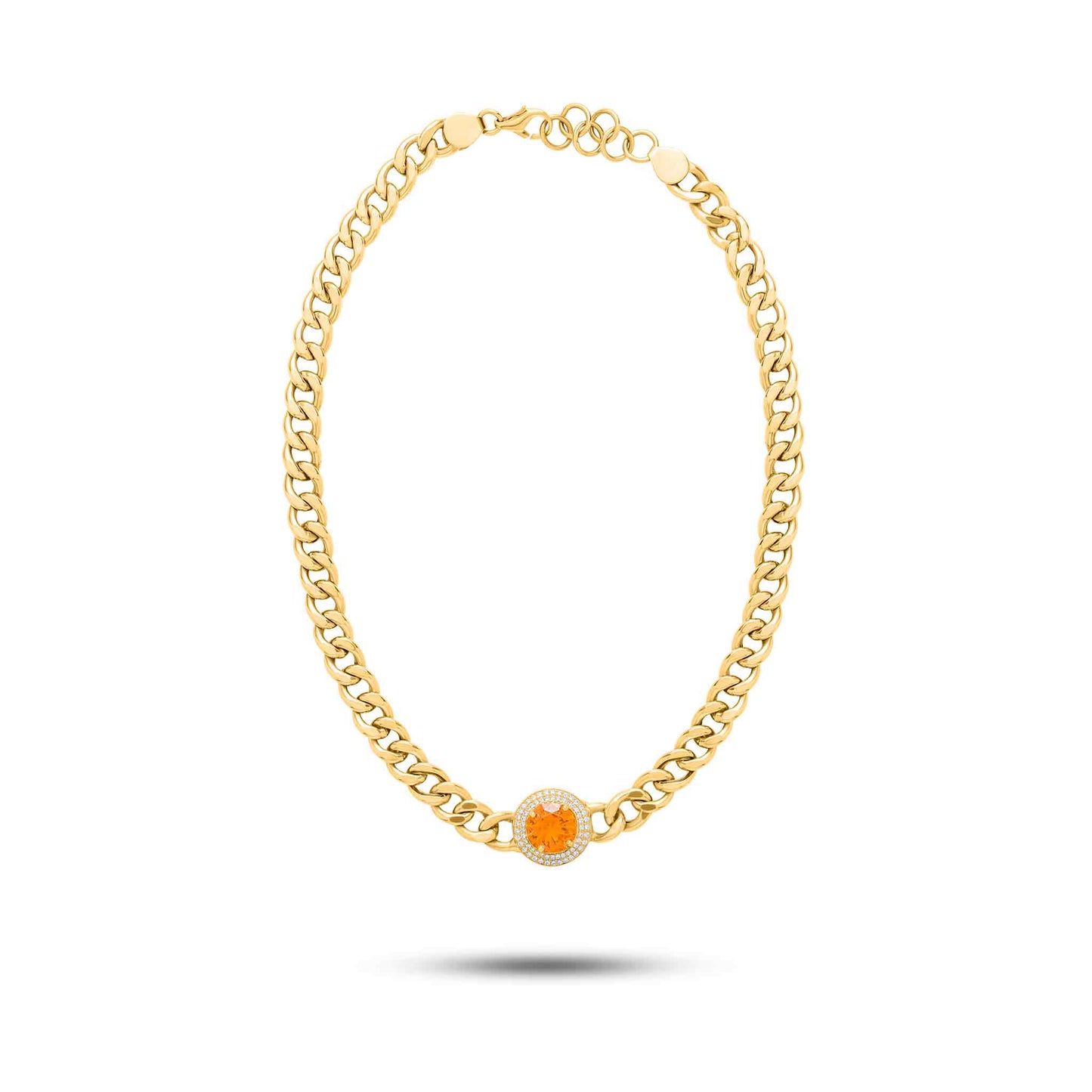 Diamanti Collection 21K Gold Citrine & Diamonds Curb Link Choker - Nado's Jewellery