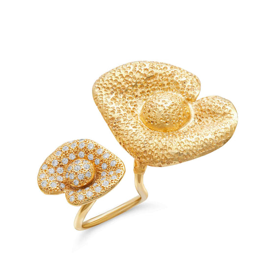 Diamanti Collection 18K Gold & Diamonds Disconnected Leaves Ring - Nado's Jewellery